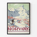 Vintageaffisch Norge Berg och Skidåkning