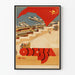 Vintageposter Odessa URSS med hamn och sovjetflagga