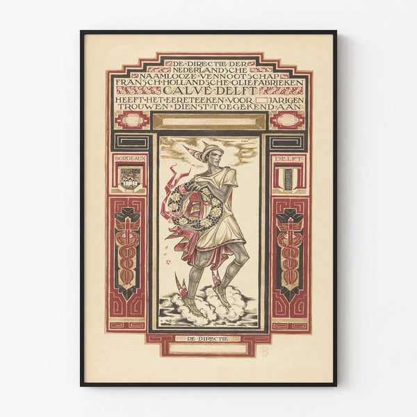 Vintageposter för Trofast Tjänstcertifikat Calvé Delft