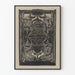 Vintageinspirerad dekorativ poster med ornamentalt motiv och kalligrafisk text