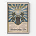 Vintageposter för väggdekoration Opfindelsernes Bog med uggla och ljusstrålar