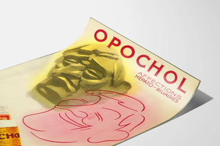 Vintageaffisch Opochol för lever- och gallvägsbesvär
