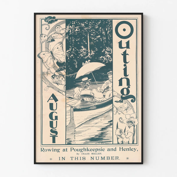 Vintageposter "Utgång med båt" i augusti väggdekoration