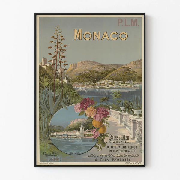 Vintage väggdekorposter Monaco Bains de Mer