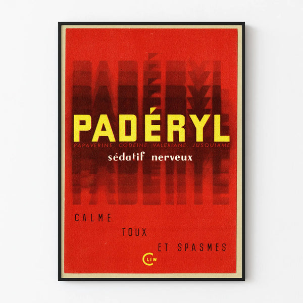 Vintage reklamposter för Padéryl, nervlugnande sedativ