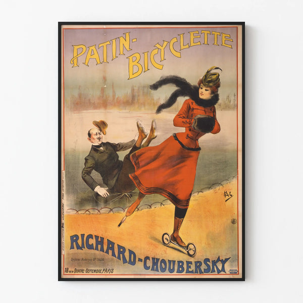 Vintageposter Patin-Bicykeln Richard-Choubersky för väggdekoration