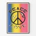 Poster Peace Love retrofärgad för väggdekoration vintage