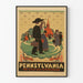 Vintageposter Pennsylvania Den lilla röda skolhuset