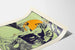 Vintageposter för Queen City Printing Ink Company i orange, blå och gröna nyanser