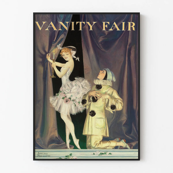 Vintageposter av Pierrot och Colombine på scen