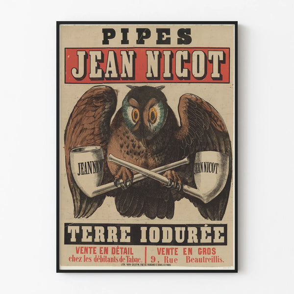 Vintageposter Pipes Jean Nicot Jodiserad jord för väggdekoration