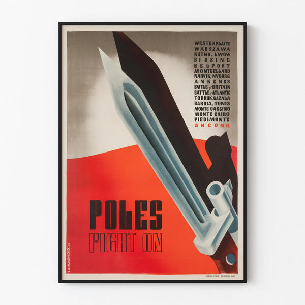 Polsk propagandaposter "Polacker kämpar vidare" för väggdekoration