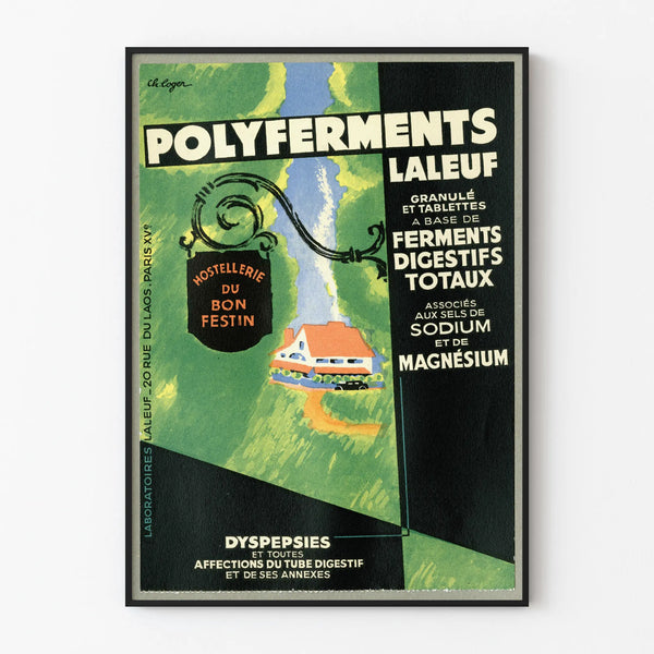 Vintageposter Polyferments - Retro väggdekoration för matsmältningens hälsa