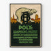 Vintageposter från Polygraphiska institutet i Zürich med björn och stadssilhuett