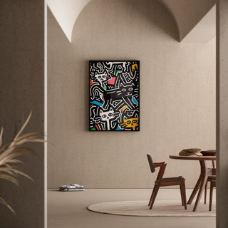 Tableau Pop Art - Chats Stylisés | Reproduction Tableau Décoration murale affiche copie