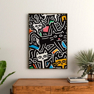 Tableau Pop Art - Chats Stylisés | Reproduction Tableau Décoration murale affiche copie