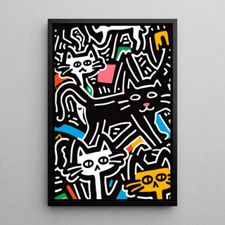 Tableau Pop Art - Chats Stylisés | Reproduction Tableau Décoration murale affiche copie