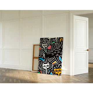 Tableau Pop Art - Chats Stylisés | Reproduction Tableau Décoration murale affiche copie