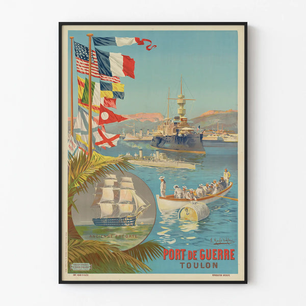 Vintageaffisch Port de Guerre Toulon - Maritim Väggdekoration