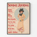 Vintageaffisch Sunday Journal med en elegant kvinna som håller en blomma