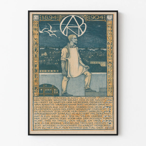 Vintageposter som firar den 10:e jubileumsdagen för den nederländska diamantmästarnas guild