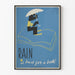 Vintageposter Rain is Bad för en bok - Litterär väggdekoration