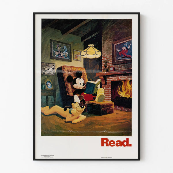 Mickey Mouse väggdekorationsposter för läsning vid eldstaden