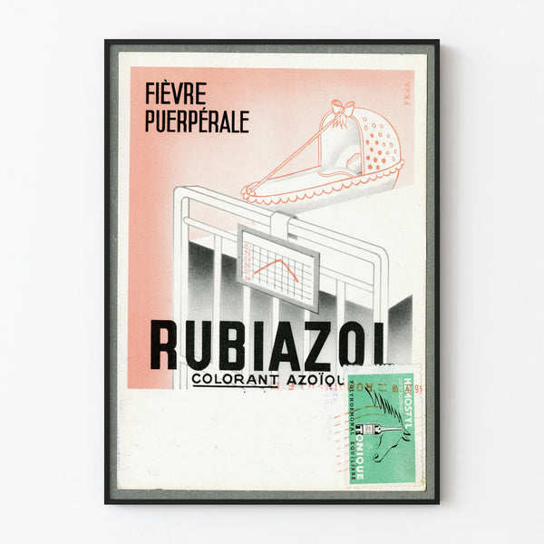 Vintage reklamposter för Rubiazol azo-färgämne