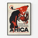 Künstlerisk vintageposter AHIGA med röd och svart illustration
