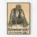 Vintage schweizisk poster 6 december - Illustration av en äldre man som sitter