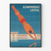 Vintageposter av Schwimmbad Liestal med dykare i aktion