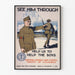 Vintage militärposter "See Him Through" - patriotisk väggdekoration