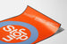 Poster Stop In Cercle Bleu sur Fond Orange - Modern Väggdekoration
