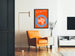Poster Stop In Cercle Bleu sur Fond Orange - Modern Väggdekoration