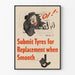 Vintageposter som visar byte av släta däck