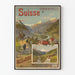 Vintageposter Schweiz Rhône-dalen J.S. järnvägar