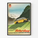 Vintageposter för schweiziska postbussar i Alperna