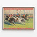 Vintageposter av Jockeyloppet Barnum & Bailey — inramlat konstverk på väggen