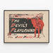 Vintageposter The Devil’s Playground i rött och svart — inramlat konstverk på väggen