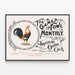 Vintageposter Coq Américain The Game Fowl Monthly — inramlat konstverk på väggen