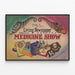 Vintageposter The Living Newspaper Medicine Show — inramlat konstverk på väggen