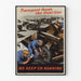 Vintageaffisch för militärtransport och lastbilsunderhåll