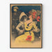 Vintageposter med Pierrot och ung kvinna i gul klänning