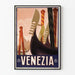 Dekorativ vintageposter av Venedig - Gondoler och färgglada palmer