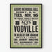 Vintage dekorativ poster av Vodville vid Adams Memorial Hall