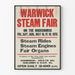 Vintageaffisch Warwick Steam Fair 1975 – Retro väggdekoration