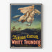 Vintageposter White Thunder med ryttare och vit häst