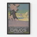 Vintageposter Winterort Davos, väggdekoration med snötäckta berg