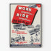 Vintageposter Work Together Ride Together - Retro väggdekoration